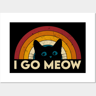 I Go Meow Funny Singing Cat Meme Retro Vintage Gift Posters and Art